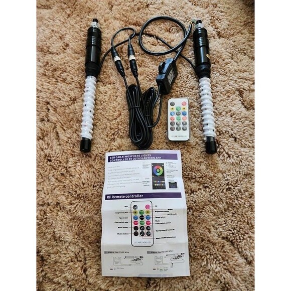 DREAMIZER 2PCS 1FT Fat Spiral Led Whip Lights with APP & Remote Control. NIB - Picture 9 of 11